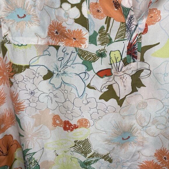 J CREW Mini Dress 100% Silk Floral Sleeveless V-Neck Womens M Cream Orange - Picture 9 of 10